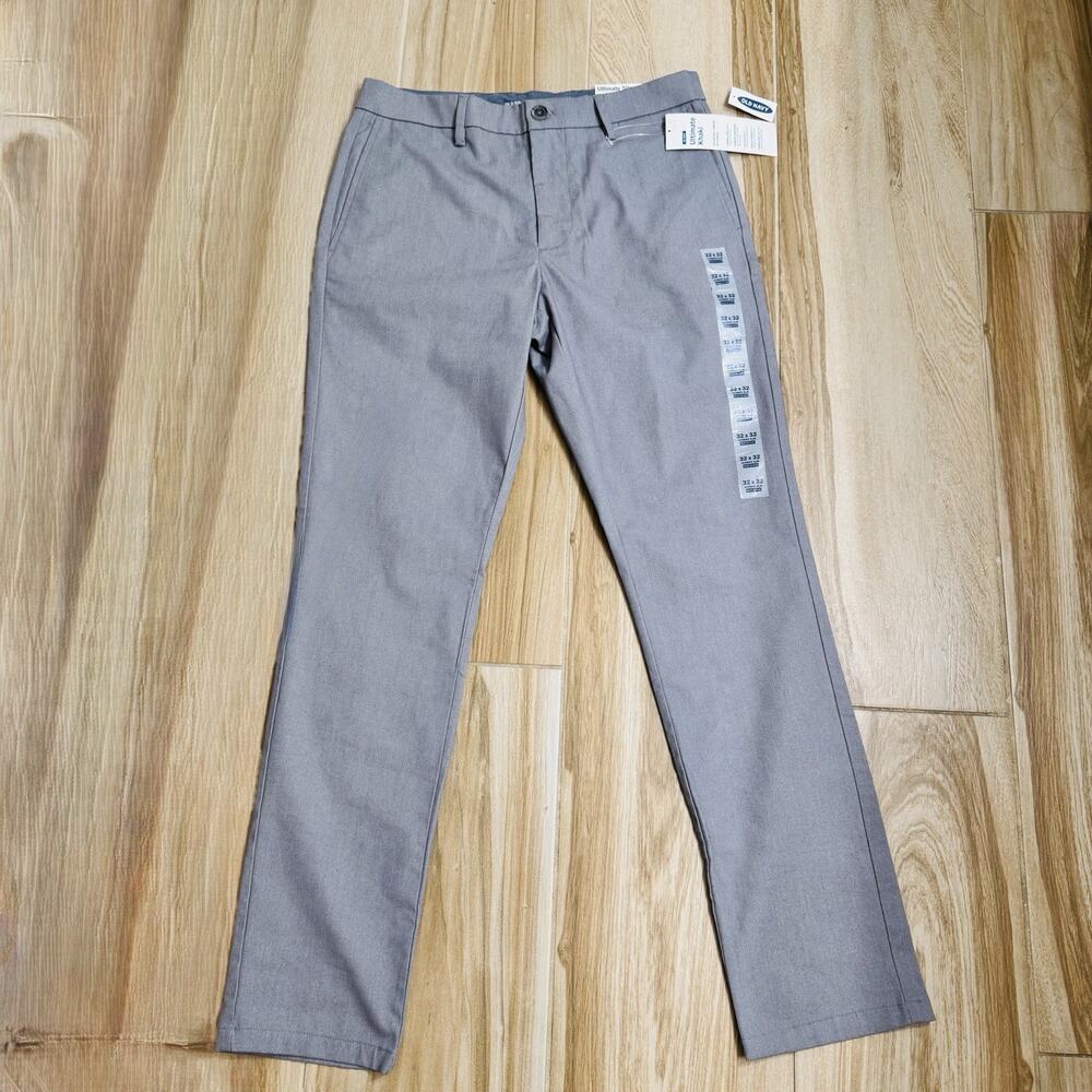 Old Navy Men NWT Chinos Ultimate Slim Built in Flex Straight in Gray Sz 32 x 32